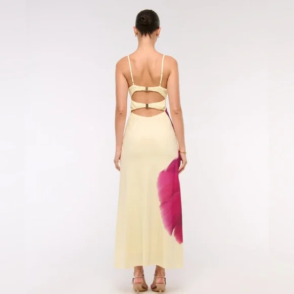 A&F Julia Slip Cutout Maxi Dress - Yellow M Tall - Picture 4 of 8